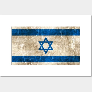 Vintage Aged and Scratched Israeli Flag Posters and Art